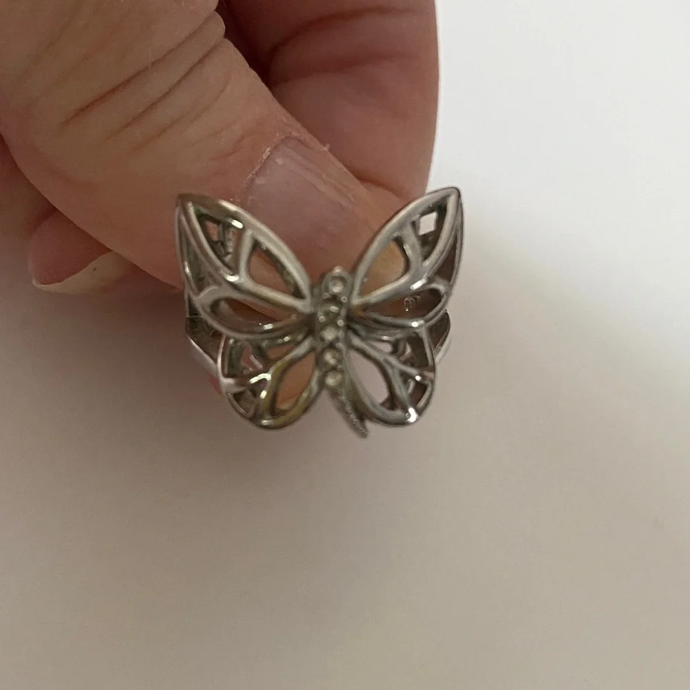 Butterfly Ring Silver with Cubic Zirconia Size 10.5